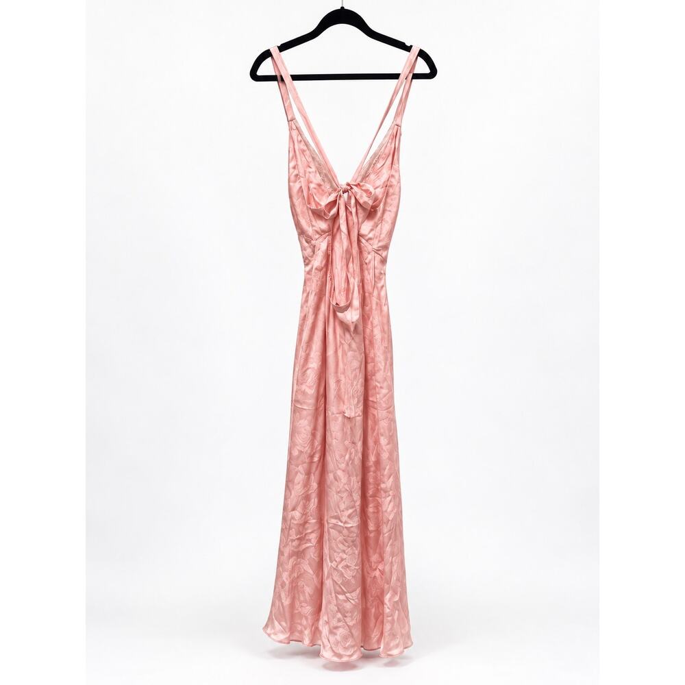 SKATIE Sabrina Pink Floral Jacquard Lace Trim Tie Back Midi Slip Dress M - Picture 9 of 12
